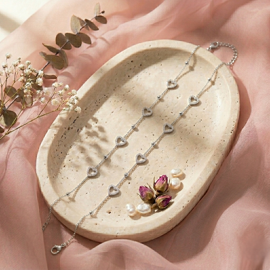 Heart Silver Anklet