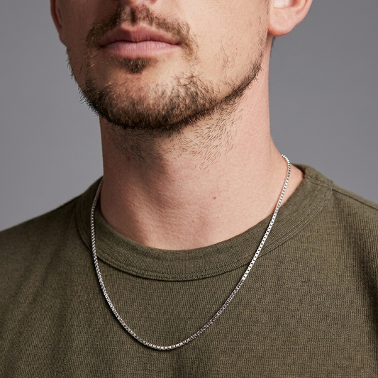 Men Silver Tennis Chain Necklace