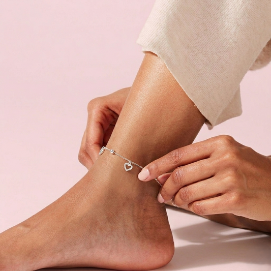 Heart Silver Anklet