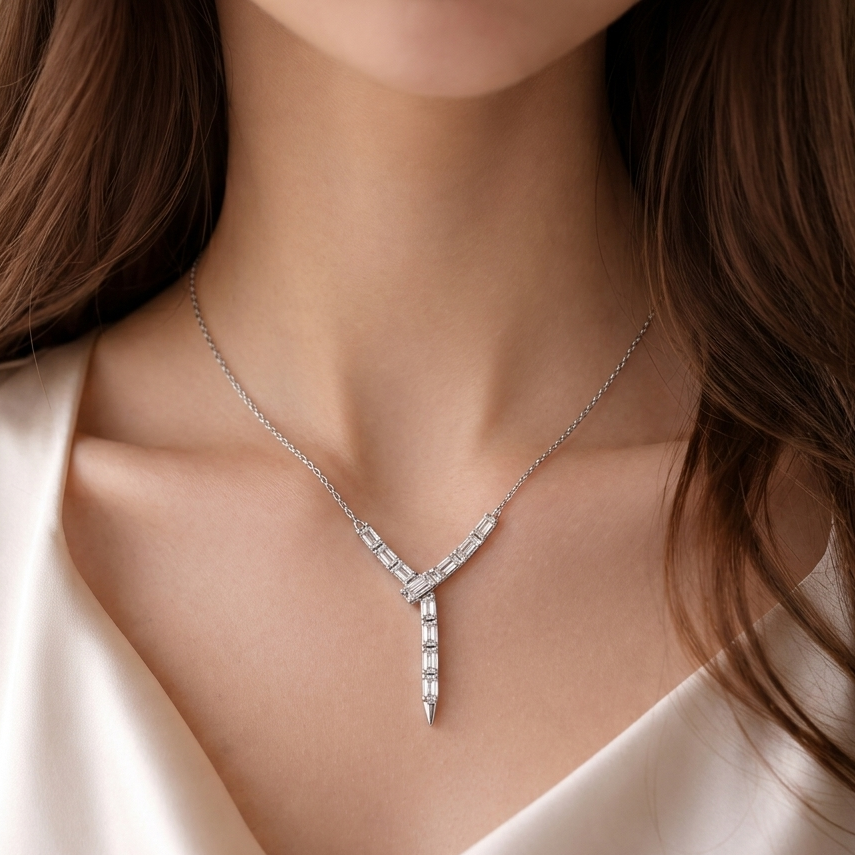 Baguette Silver Necklace