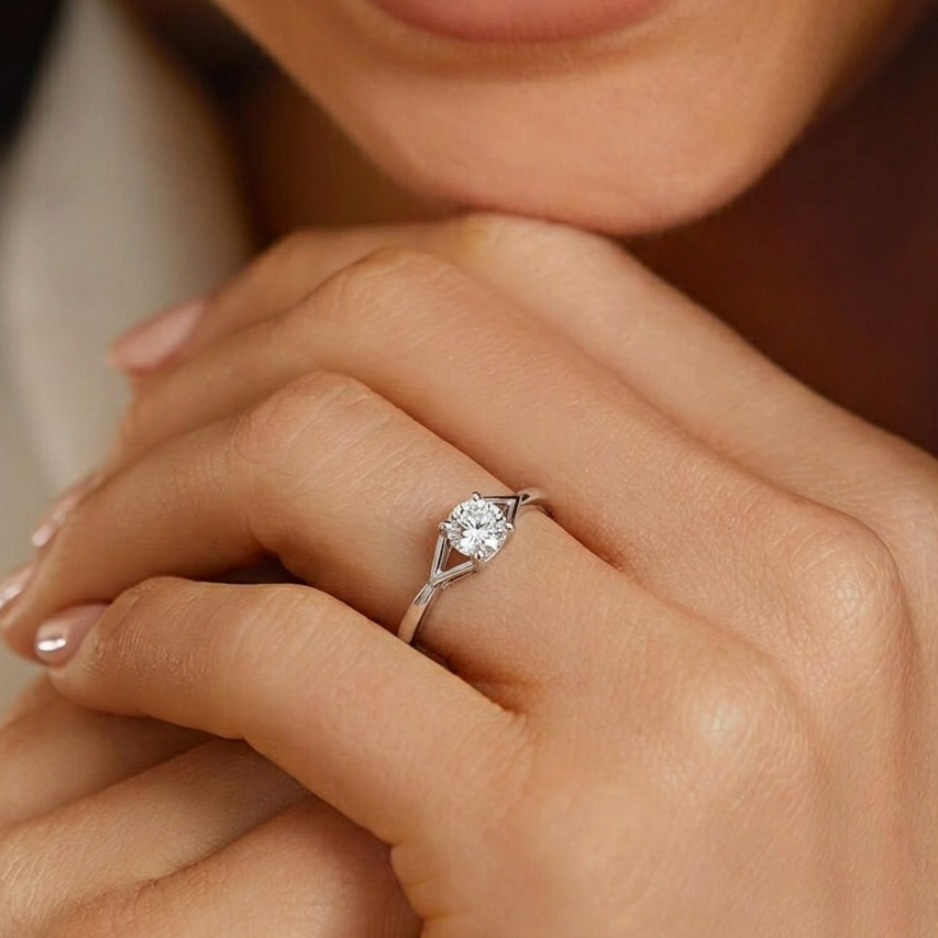 Petite Silver Solitaire Ring