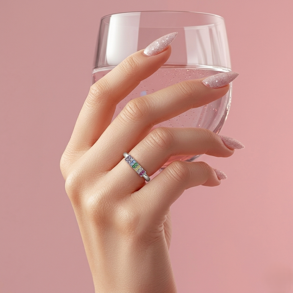 Rainbow Gemstone Silver Ring
