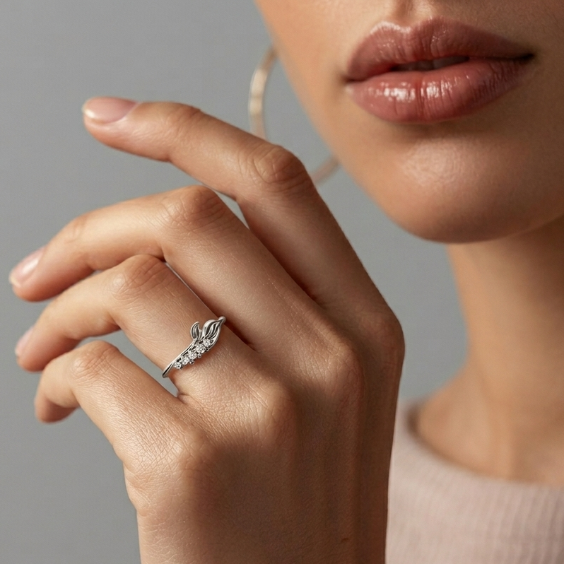 Silver Leaf Ring