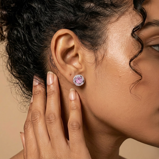 Silver Pink Studs
