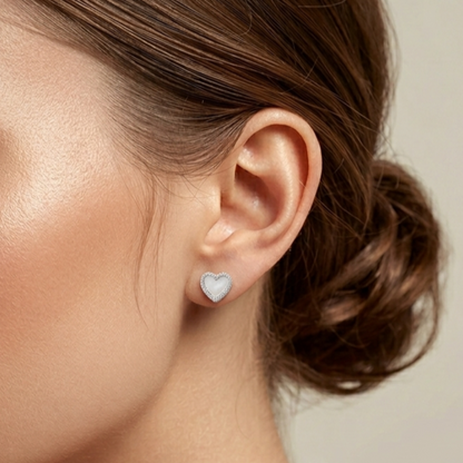 Silver Heart Studs
