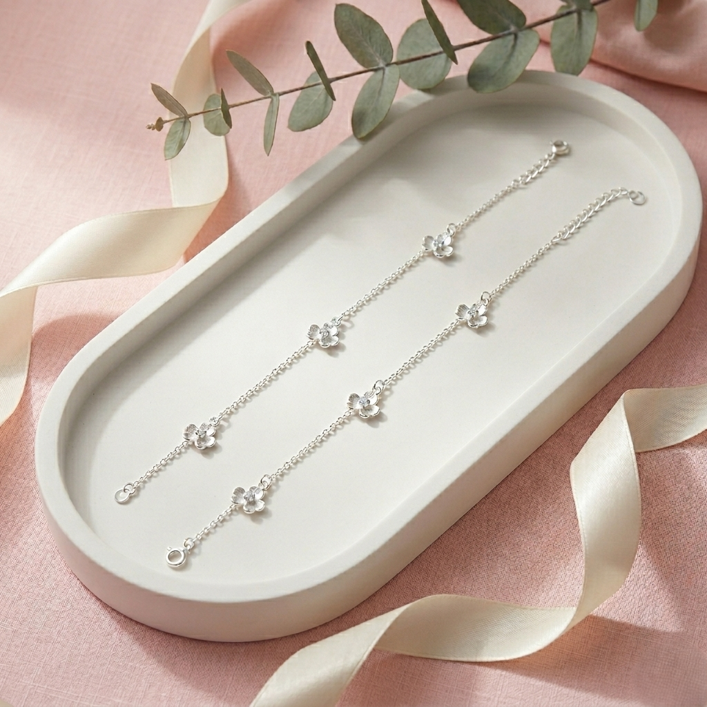 Crystal Silver Anklet