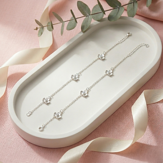 Crystal Silver Anklet