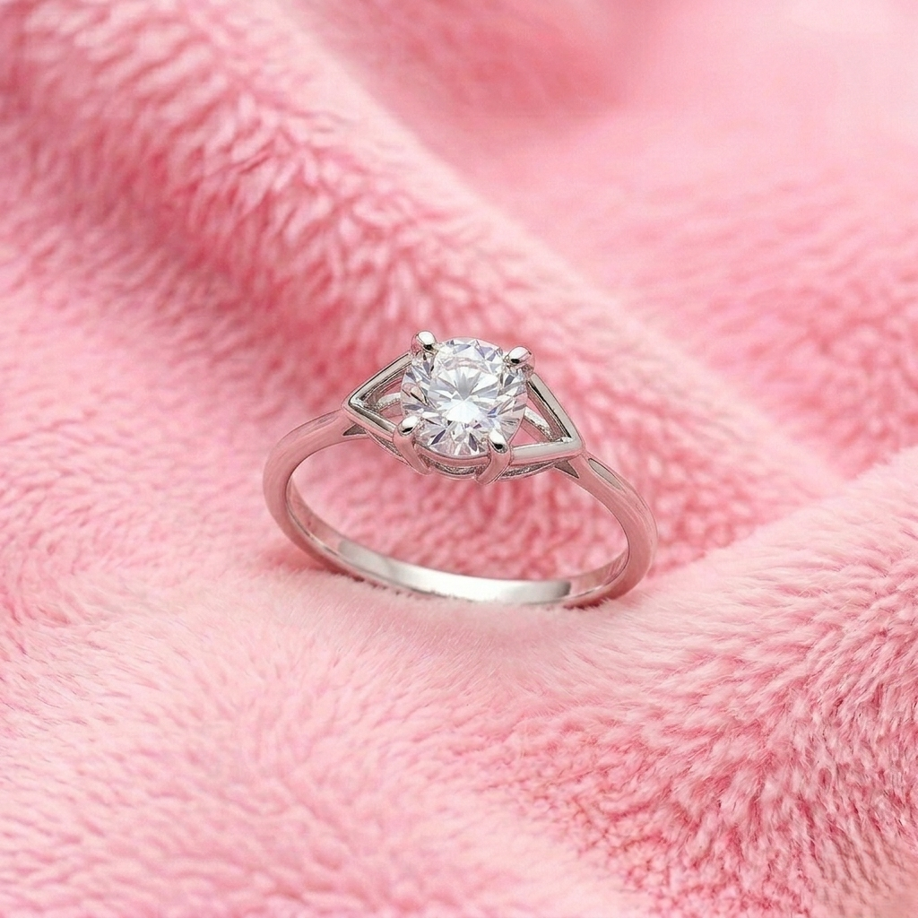 Petite Silver Solitaire Ring