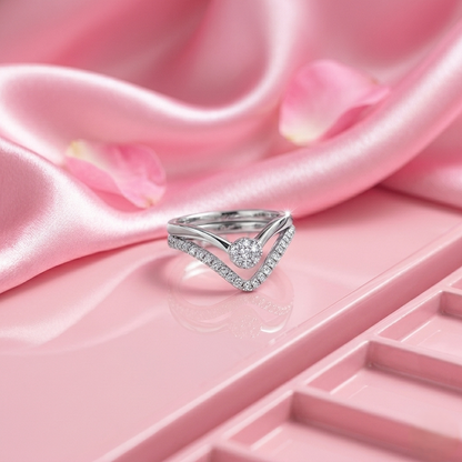 Silver Chevron Ring