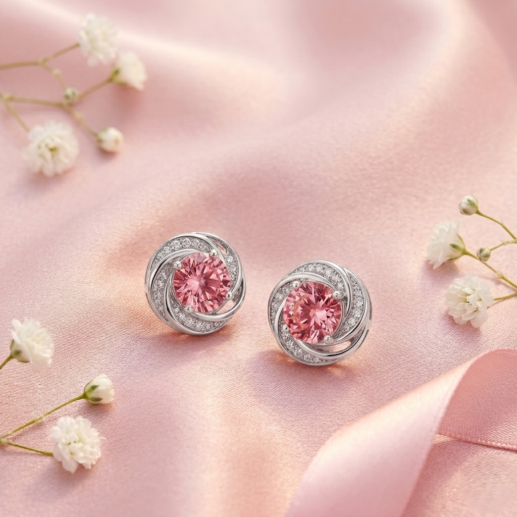 Silver Pink Studs
