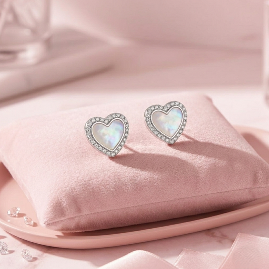 Silver Heart Studs